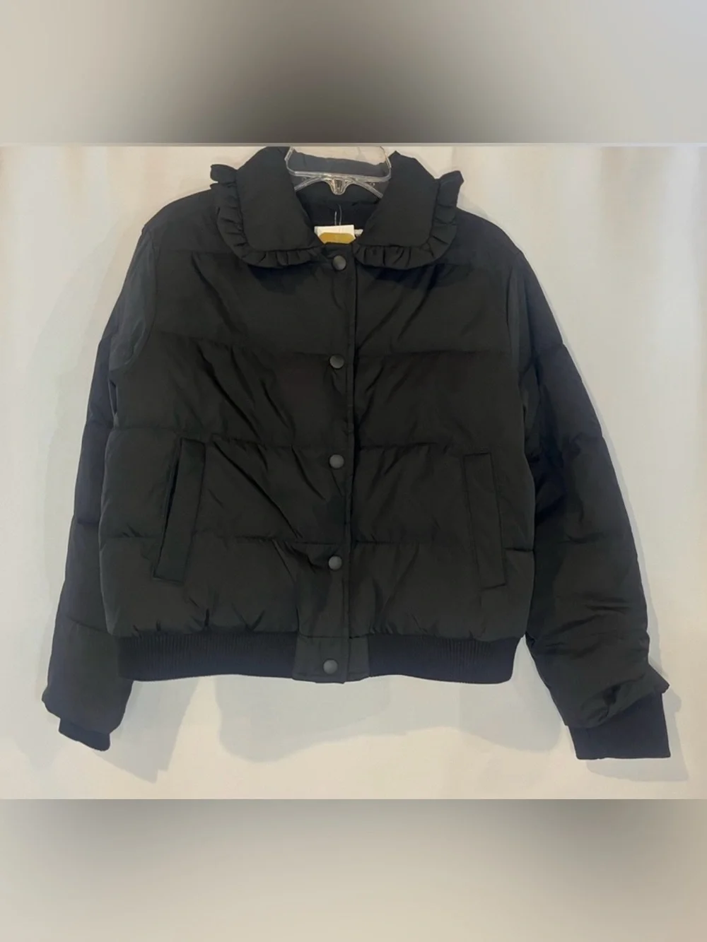 J.Crew Girls' ruffle-collar puffer jacket with PrimaLoft® in black